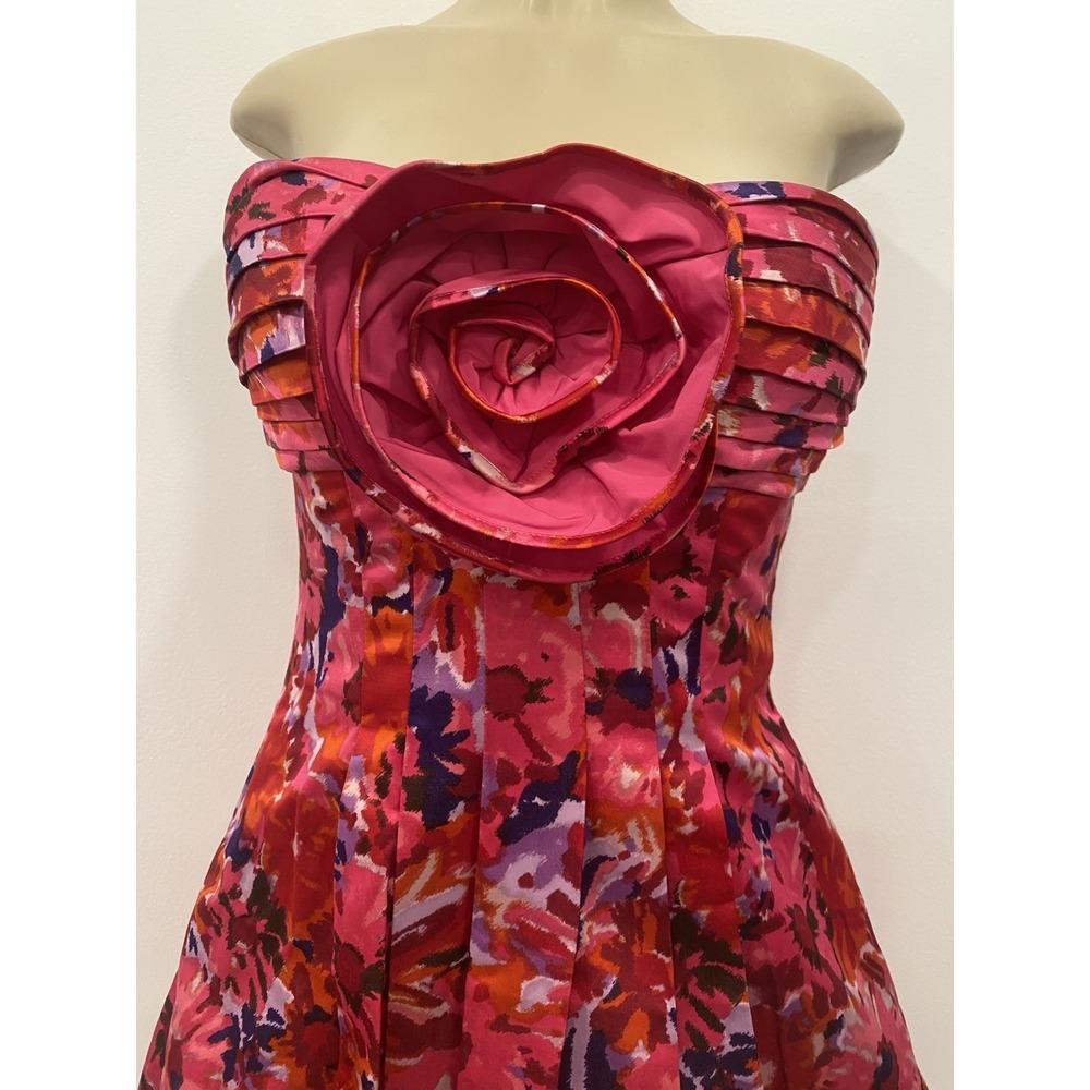 NWT BCBG Mini Floral Dress Size 4 Mini Strapless $298 Retail Feminine Coquette